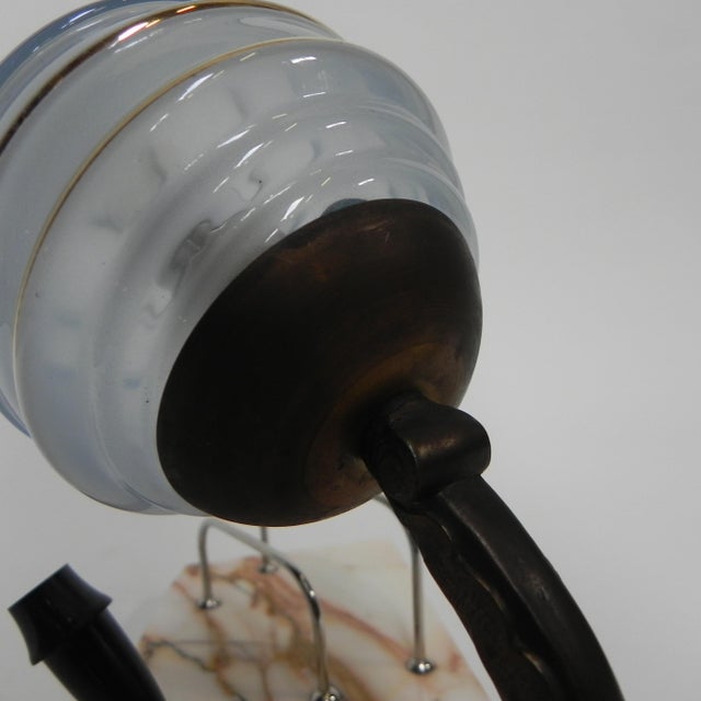 Art Deco Marble, Glass, and Steel Desk Lamp with Pen and Letter Holder, 1930s For Sale - Image 3 of 18