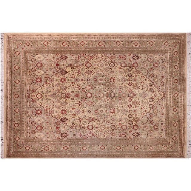 Green Shabby Chic 1990's Pak-Persian Gold/Green Wool Rug - 9'3'' X 12'1'' For Sale - Image 8 of 9