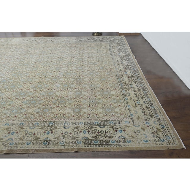 1970s Vintage Persian Handmade Wool Cotton Green Area Rug For Sale - Image 10 of 11