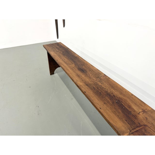 Large Farm Bench in Varnished Pine, 1950s For Sale - Image 12 of 14