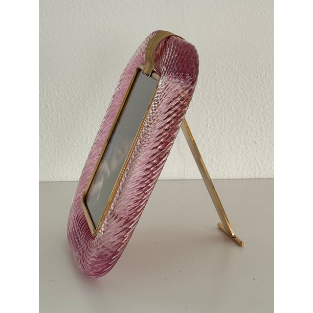 Italian Murano Twist Glass Picture Frame in Pink from Barovier & Toso, 1990s For Sale - Image 6 of 12