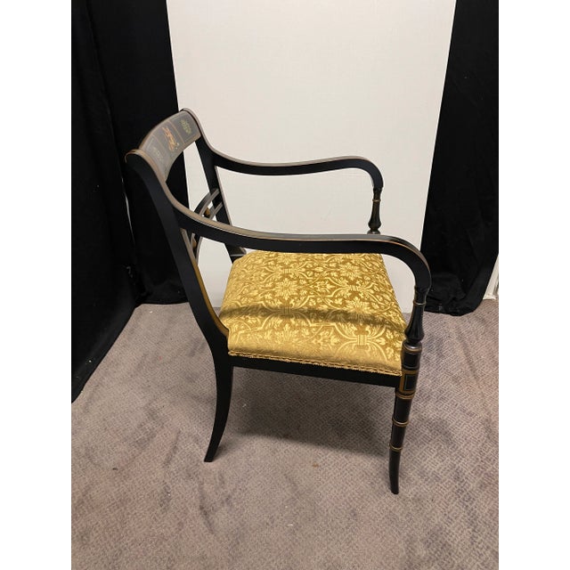 1940s Hand Painted Regency Style Black and Gold Desk Chair Attributed to Kittinger For Sale - Image 5 of 8