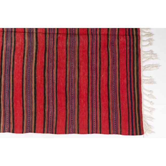 Red 1960s Anatolian Oushak Stripe Kilim Rug For Sale - Image 8 of 10