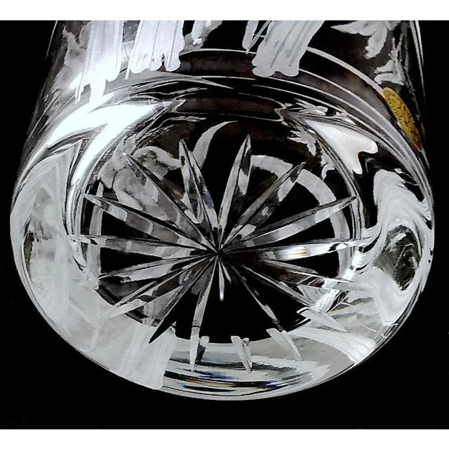 1980s Italian Cut and Ground Crystal Vase With Flower Decoration For Sale - Image 12 of 12