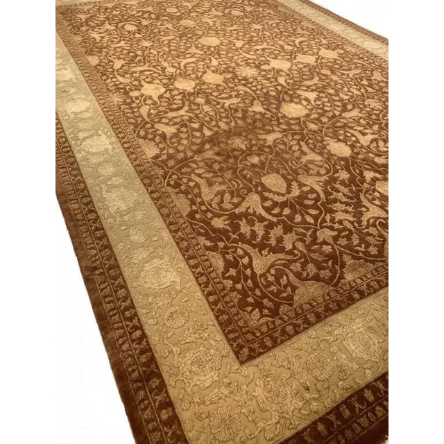 2020s Rust Color Fine Hand Knotted Silk & Wool Tabriz Design For Sale - Image 4 of 7