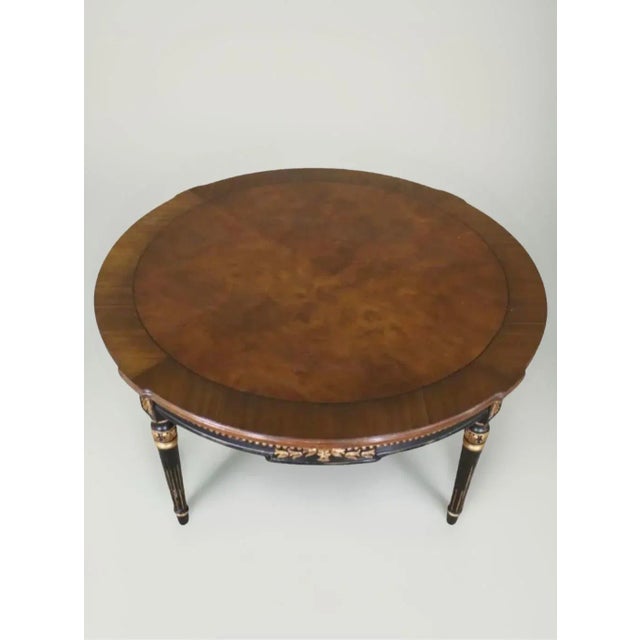 French Karges Directoire Style Carved Round Coffee Table With Gilt For Sale - Image 3 of 12