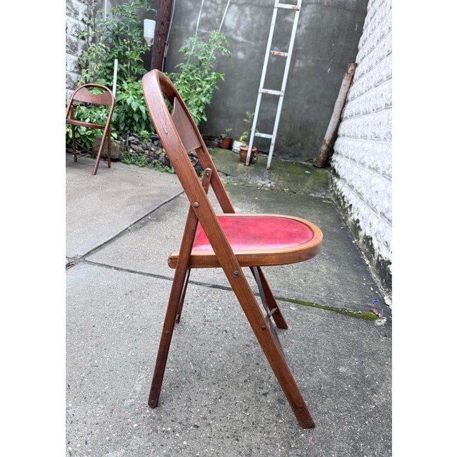 Vintage Wooden Theatre Folding Chairs by General Sales Co. (Set of 4) For Sale In New York - Image 6 of 13