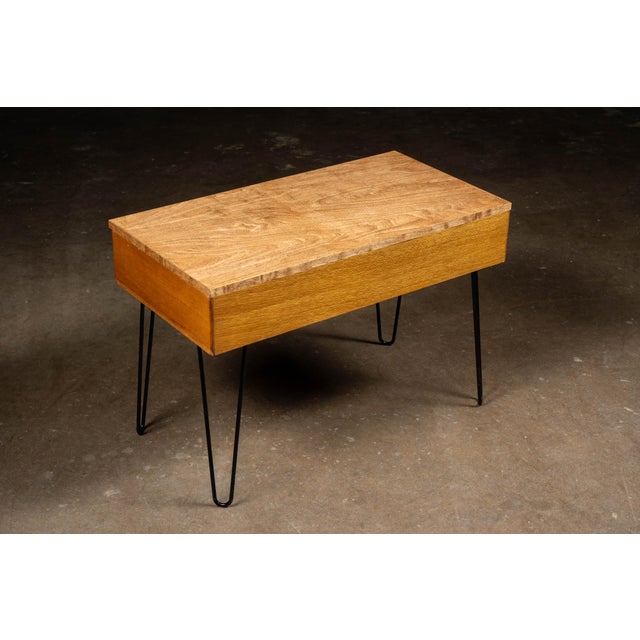 Mid-Century Modern Vintage Oak Card Catalog on Hairpin Legs For Sale - Image 3 of 9