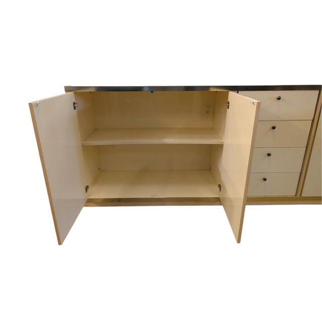Mid-Century Modern Vintage Beige and Gold Lacquered Wooden Sideboard, 1970s For Sale - Image 3 of 11