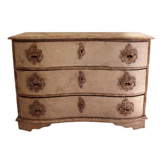 18th Century German Antique Rococo Painted Chest With Rare Shell Carving on Handles For Sale