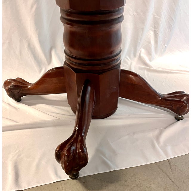 Vintage 1970s Mikhail Darafeev Pedestal Dining/Poker Table With Six Leather Swivel Chairs For Sale - Image 11 of 18