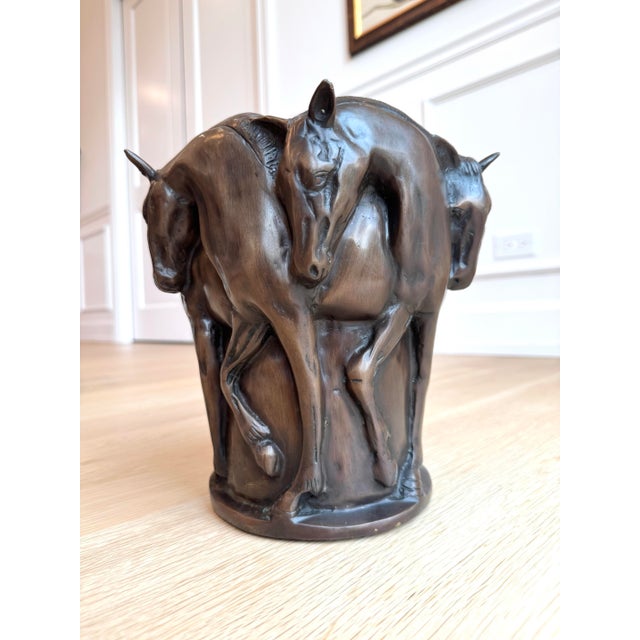 Bronze Substantial European Cast Bronze Five Horses Vase / Sculpture For Sale - Image 8 of 10