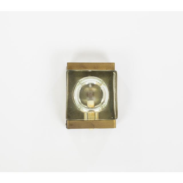 1970s White Maritim Glass and Brass Wall Lamp from Vitrika, 1970s For Sale - Image 5 of 10