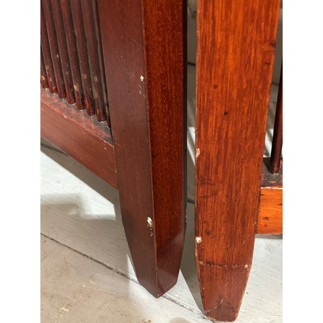 Wood Vintage Mahogany & New Ikat Fabric 3 Panel Screen For Sale - Image 7 of 16