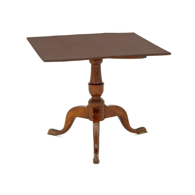 American Walnut Tripod Table, 19th century, with square tilt top. Top tilted: 51.25" H x 45.5" W x 46" D; top down: 27.25"...
