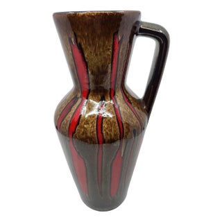 Vintage Vase Model 407 in Brown and Red Ceramic from Scheurich Keramik, Germany, 1960s For Sale