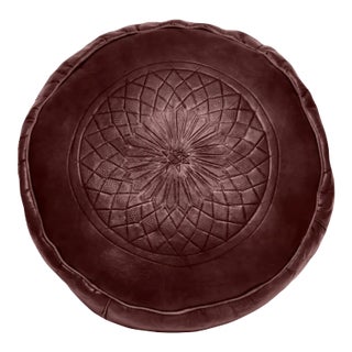 Moroccan Leather Pouf Ottoman Brown Genuine Leather For Sale