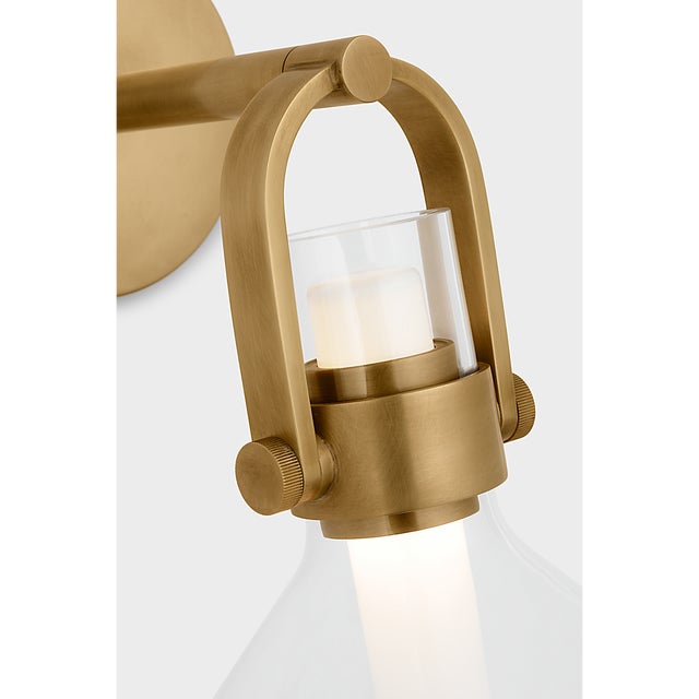 Visual Comfort Ian K. Fowler for Visual Comfort Signature Larkin Small Empire Bracketed Sconce in Hand-Rubbed Antique Brass with Clear Glass For Sale - Image 4 of 6
