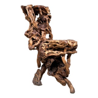 Large Japanese Burl Root Wood Plant Stand, 1920s For Sale