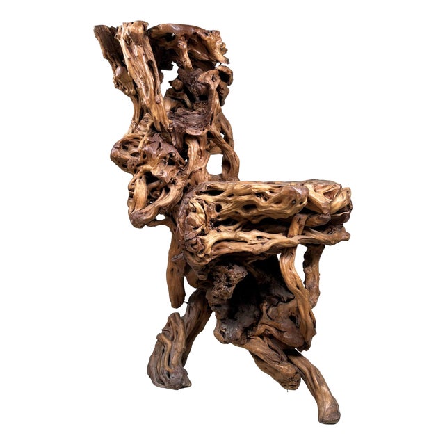 Large Japanese Burl Root Wood Plant Stand, 1920s For Sale