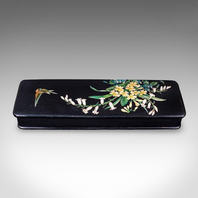 1930s Vintage Japanned Pen Box, Japanese, Lacquer, Calligrapher's Quill Case, Art Deco For Sale - Image 5 of 10