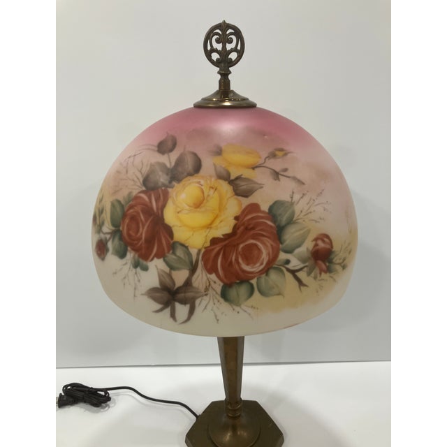 Antique Reverse Painted Glass Lamp For Sale - Image 13 of 13