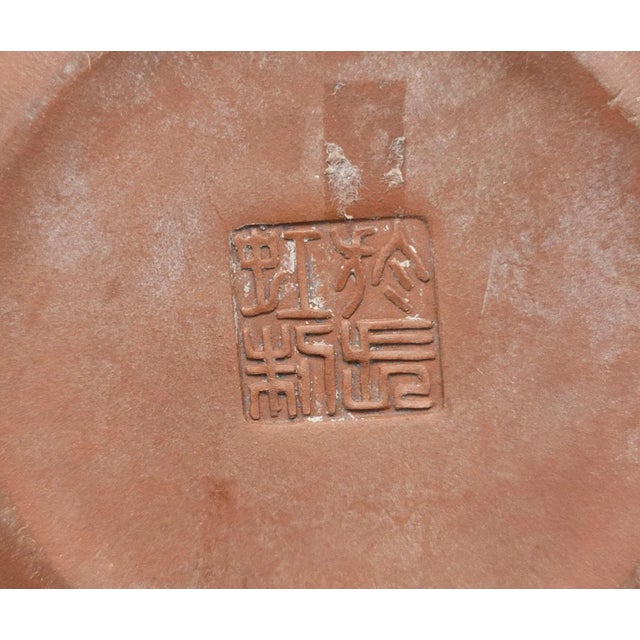 Vintage Chinese Yixing Zisha Clay Peach Teapot For Sale - Image 12 of 13