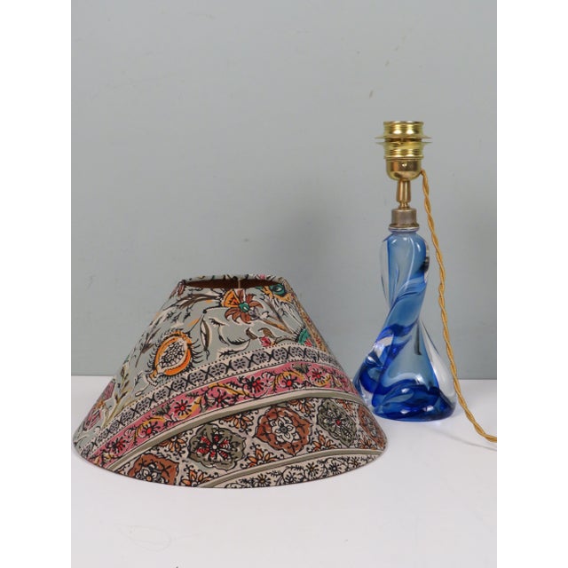 Mid-Century Blue Crystal Table Lamp from Val Saint Lambert, 1960s For Sale - Image 10 of 12