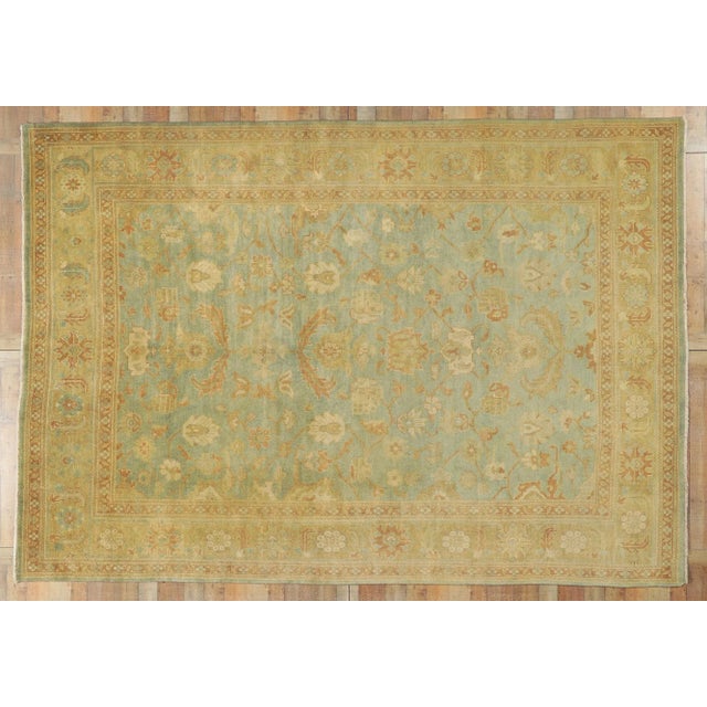 Textile Vintage Modern Oushak Rug - 09'05 X 13'06 For Sale - Image 7 of 11
