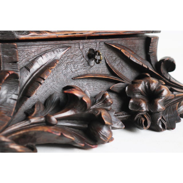 Antique Swiss Hand Carved Black Forest Jewelry Box, 1880 For Sale - Image 13 of 14