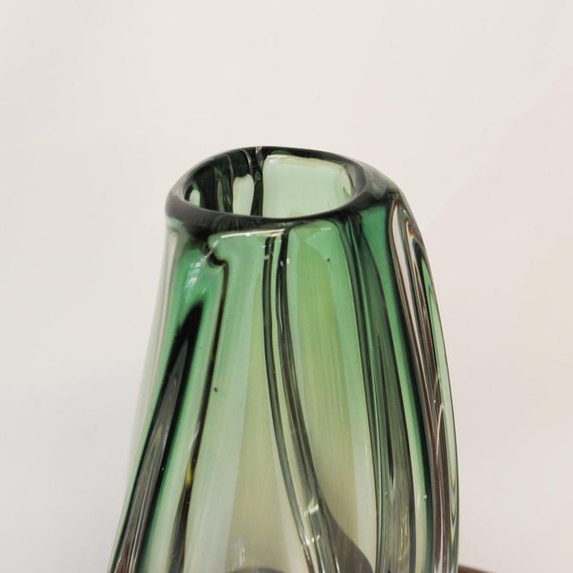 Green Lead Crystal Vase from Val Saint Lambert, 1950s For Sale - Image 4 of 8