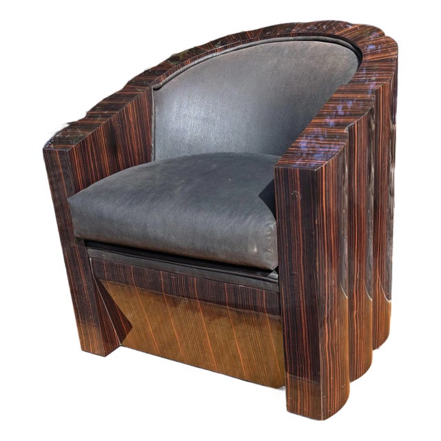 1970s Deco Style Swivel Tub Arm Chair in Macassar Ebony For Sale