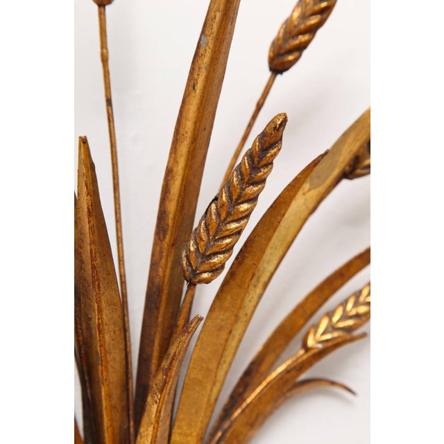 Italian 1960s Hollywood Regency Gilt Metal Sheaf of Wheat Wall Sconce
