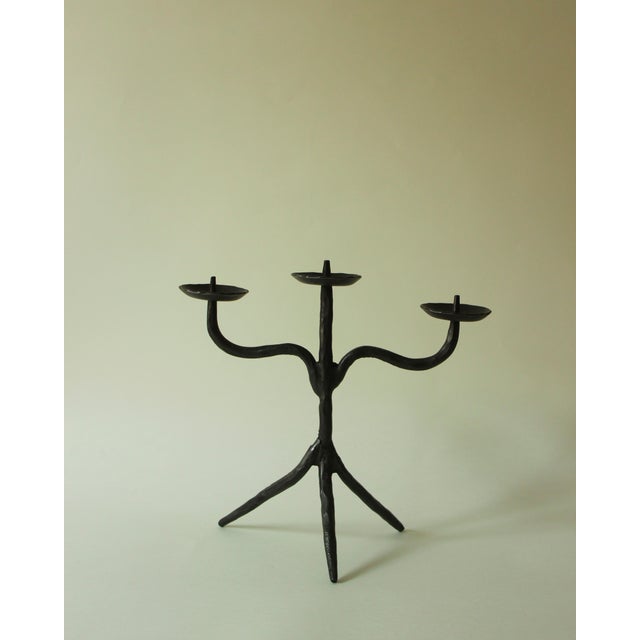 Metal Brutalist Candlesticks in Hammered Wrought Iron, 1890s, Set of 2 For Sale - Image 7 of 11