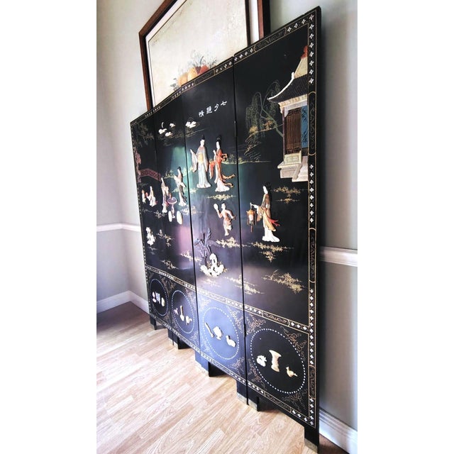 Early 20th Century Chinese Coromandel Soap Stone Screen For Sale - Image 4 of 18