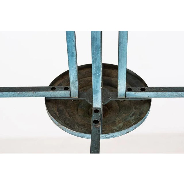 Paris Theatre Verdigris 4-Arm Chandelier in Brass For Sale - Image 6 of 12