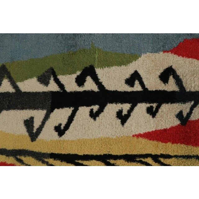 Vintage Zeki Müren Art Deco Rug, With Big Colorful Leaves, From Rug & Kilim For Sale In New York - Image 6 of 7
