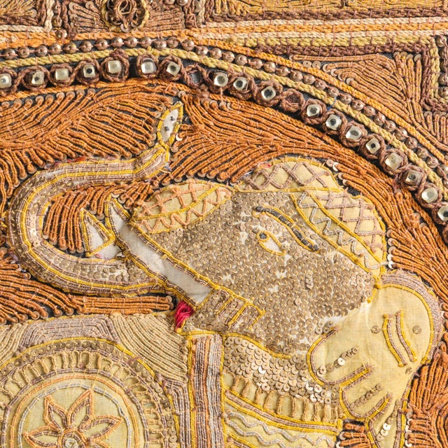 Asian Antique Burmese Kalaga Elephant Tapestry Professionally Framed For Sale - Image 3 of 18