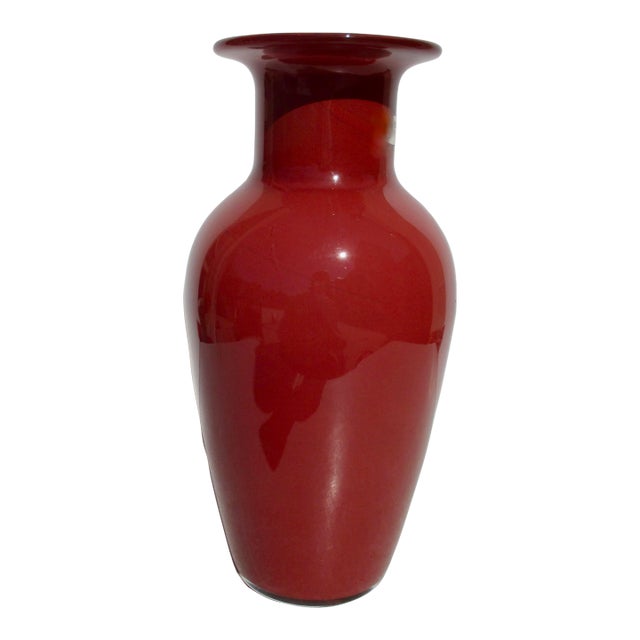 Barovier & Toso Red Vase Late 80s For Sale