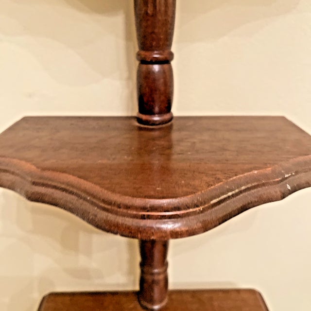 Vintage MCM Wooden 4 Tier Wall Mounted Hanging Display Shelf For Sale - Image 4 of 5