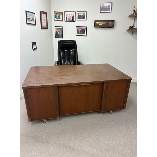 1970s Vintage Alma Desk Company Desk & Credenza For Sale - Image 5 of 8
