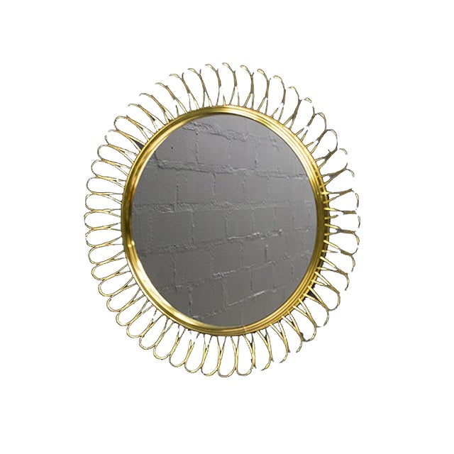 Small Spiral Brass Mirror, 1950s For Sale