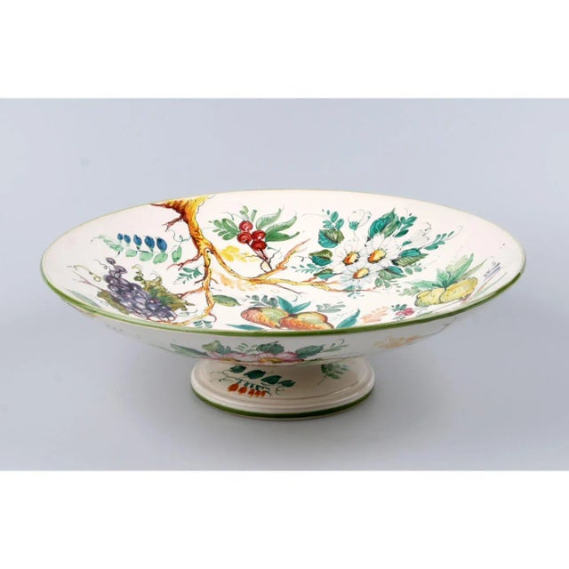 Italian ceramic fruit plate on pedestal. Made by Gianno Passeri for Gualdo Tadino. A beautiful piece that will add to your...