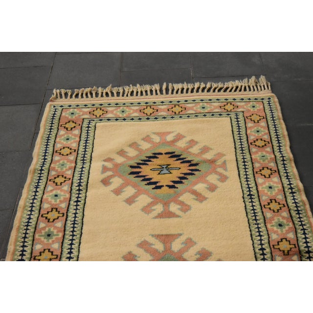 Cream 1980s Tribal Hand Knotted Cream Milas Runner Rug For Sale - Image 8 of 11