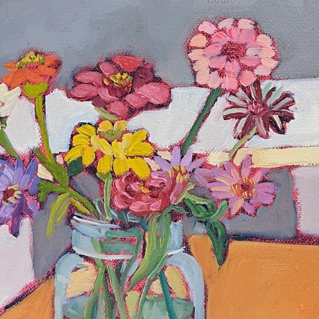 Midweek Harvest – Bright Contemporary Floral Oil Painting For Sale In New York - Image 6 of 8