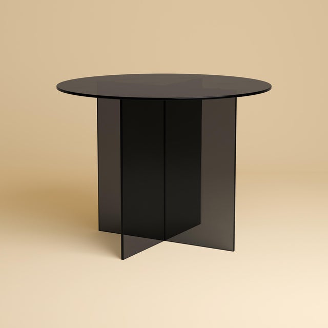 Round Smoked Glass Dining Table by Lebanto For Sale - Image 4 of 4