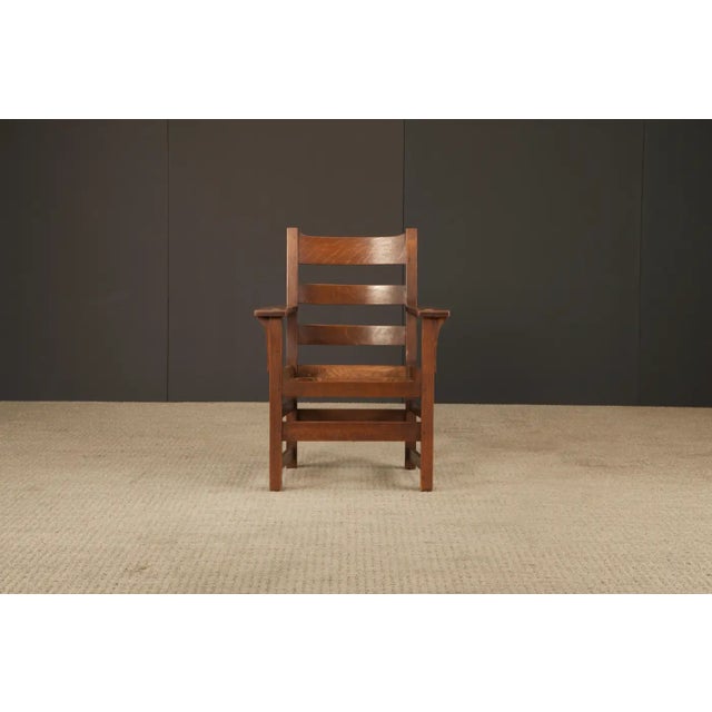 L. & j.g. Stickley Mission Oak Ladder-Back Armchair, C. 1910, Signed For Sale - Image 11 of 18