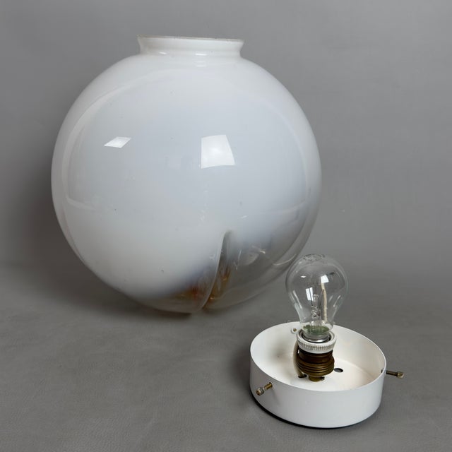White Space Age Sphere Ceiling Lamp in Murano Glass from Mazzega, 1970s For Sale - Image 8 of 11