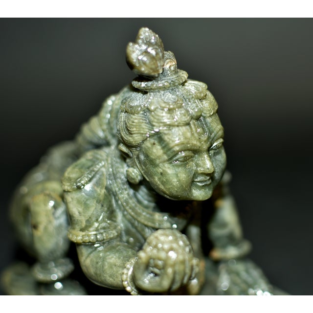 Baby Krishna Statue Finely Carved Gemstone Serpentine Indian God For Sale - Image 14 of 18