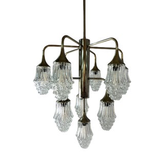 10-Light Chandelier in Glass and Chrome by Richard Essig For Sale